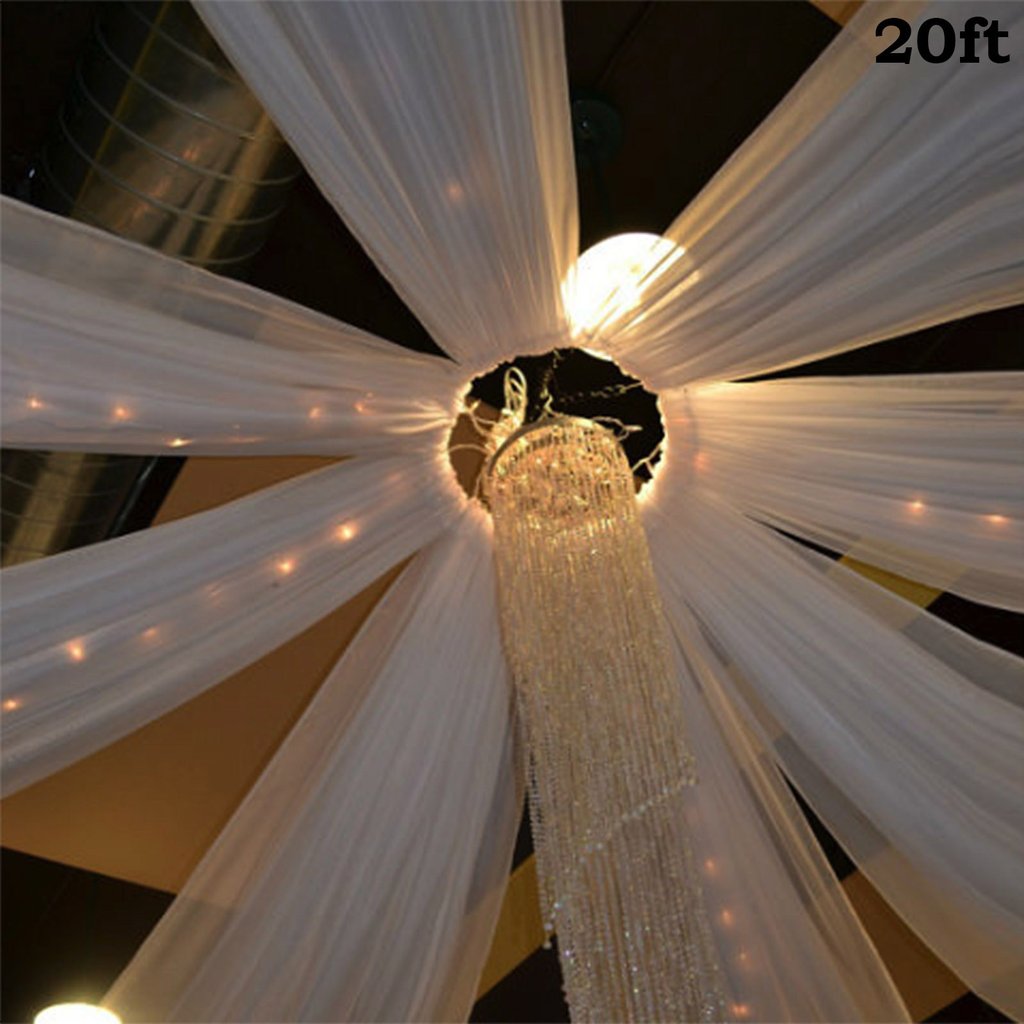 2 Panels 10 x 20 ft Premium Sheer Voile Ceiling Curtains Drapes Wedding Party