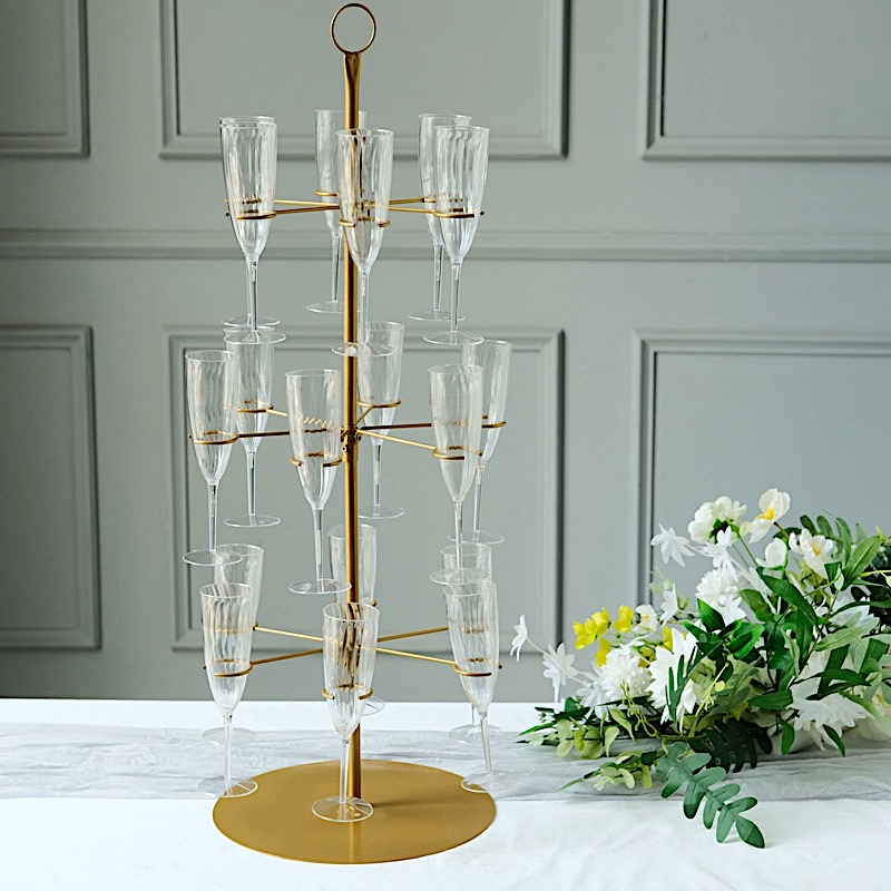 thumbnail image 2 of 5-Tier Champagne Glass Holder - Metal Display Stand Holds 40 Glasses With Wheels For Parties 2 of 9