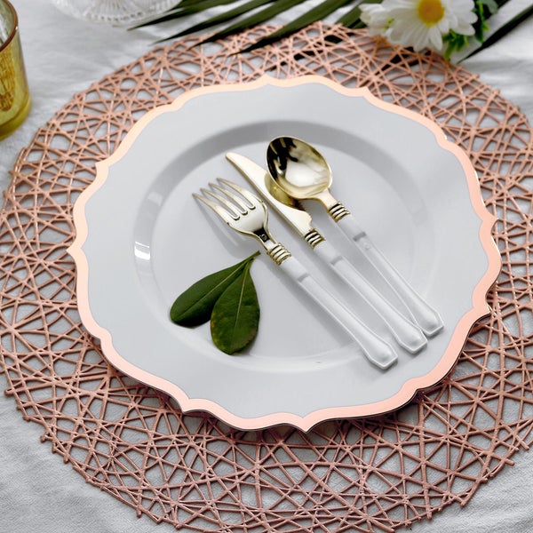 Disposable Plastic Plates Scalloped Rim Wedding Party Event Tableware Home - Picture 102 of 108