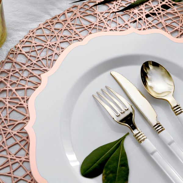Disposable Plastic Plates Scalloped Rim Wedding Party Event Tableware Home - Picture 95 of 108