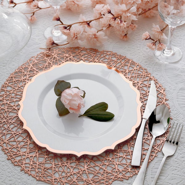 Disposable Plastic Plates Scalloped Rim Wedding Party Event Tableware Home - Picture 100 of 108