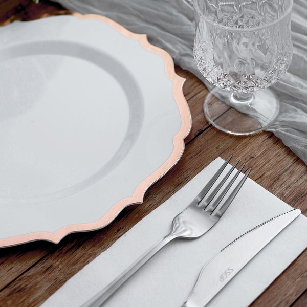 Disposable Plastic Plates Scalloped Rim Wedding Party Event Tableware Home - Picture 101 of 108