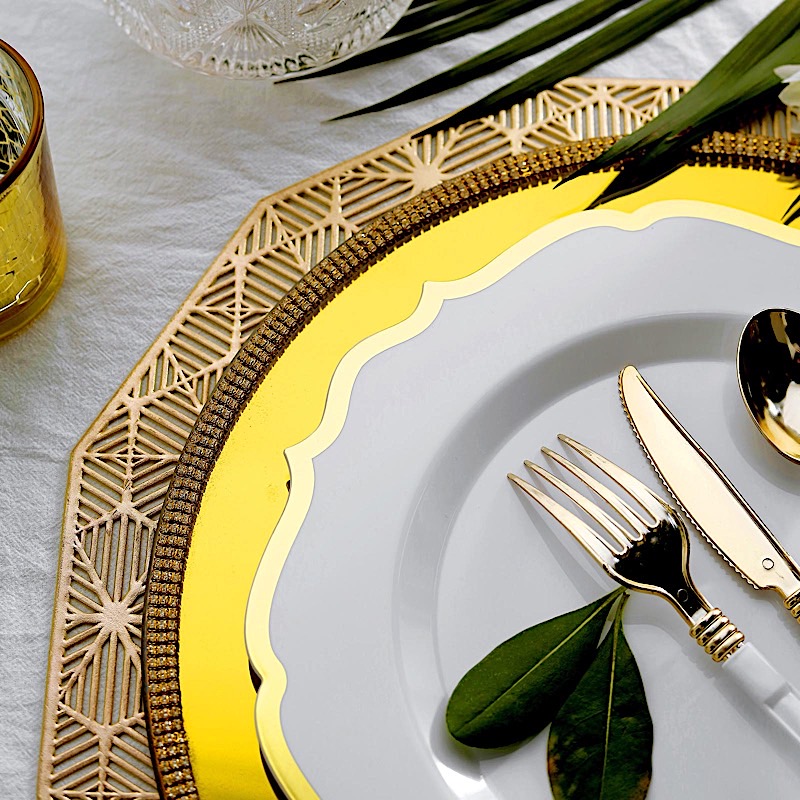 Disposable Plastic Plates Scalloped Rim Wedding Party Event Tableware Home - Picture 91 of 108