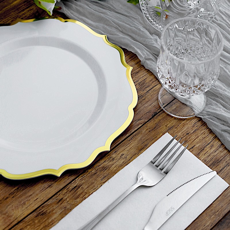 Disposable Plastic Plates Scalloped Rim Wedding Party Event Tableware Home - Picture 92 of 108