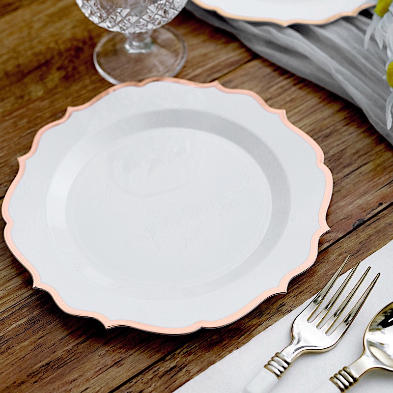 Disposable Plastic Plates Scalloped Rim Wedding Party Event Tableware Home - Picture 83 of 108