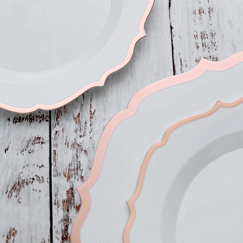 Disposable Plastic Plates Scalloped Rim Wedding Party Event Tableware Home - Picture 85 of 108
