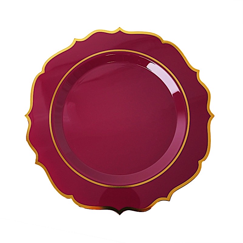 Disposable Plastic Plates Scalloped Rim Wedding Party Event Tableware Home - Picture 13 of 108