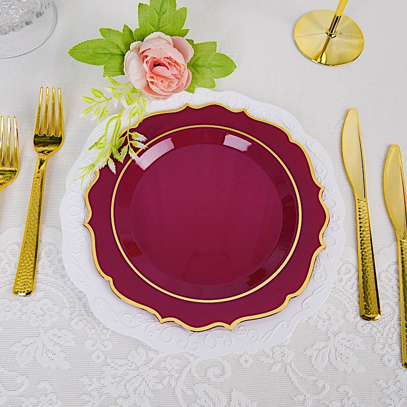 Disposable Plastic Plates Scalloped Rim Wedding Party Event Tableware Home - Picture 11 of 108