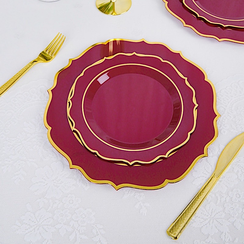 Disposable Plastic Plates Scalloped Rim Wedding Party Event Tableware Home - Picture 15 of 108