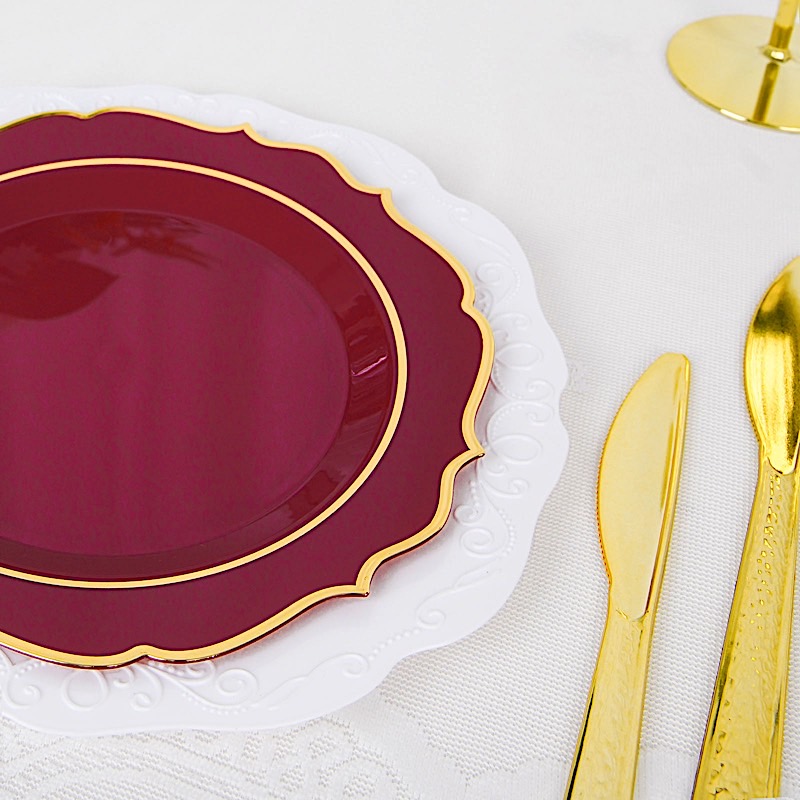 Disposable Plastic Plates Scalloped Rim Wedding Party Event Tableware Home - Picture 17 of 108