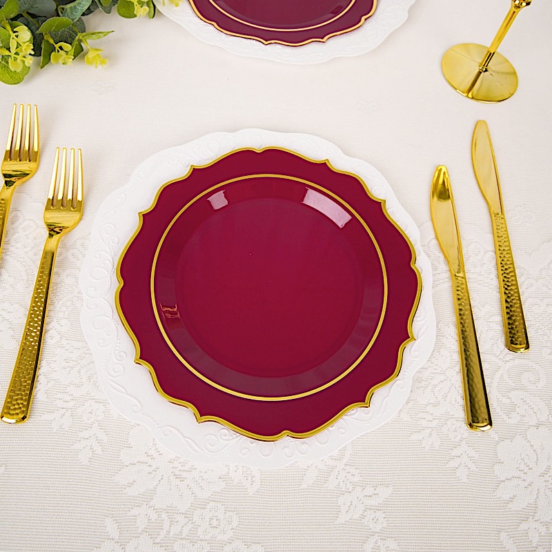 Disposable Plastic Plates Scalloped Rim Wedding Party Event Tableware Home - Picture 18 of 108