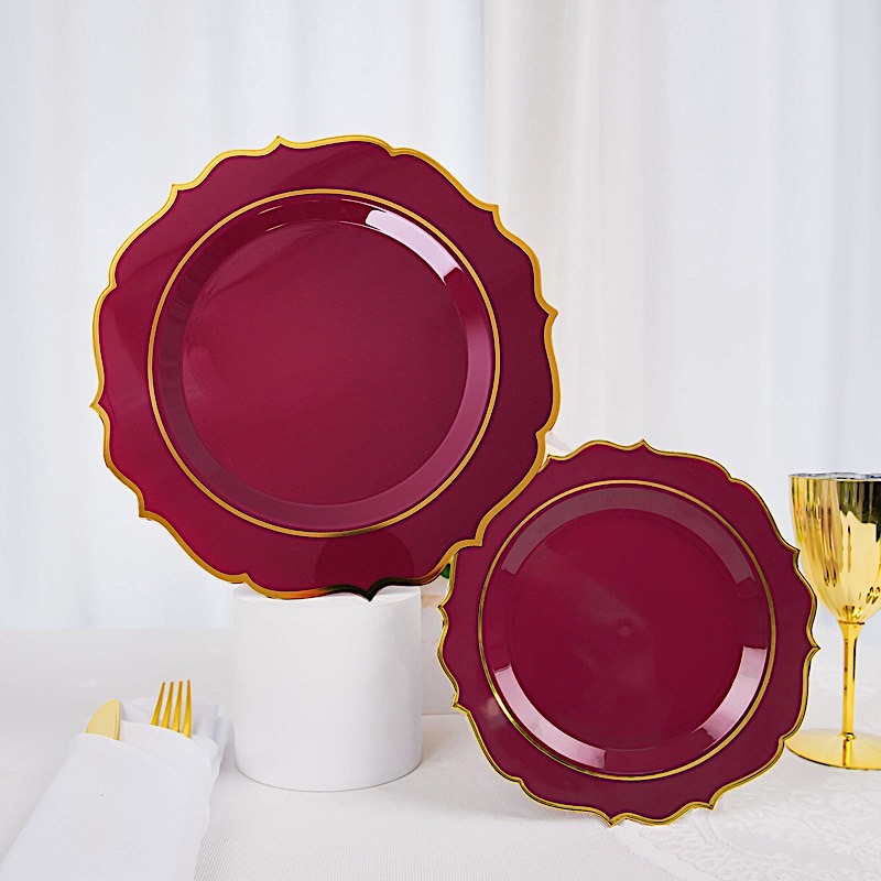 Disposable Plastic Plates Scalloped Rim Wedding Party Event Tableware Home - Picture 16 of 108