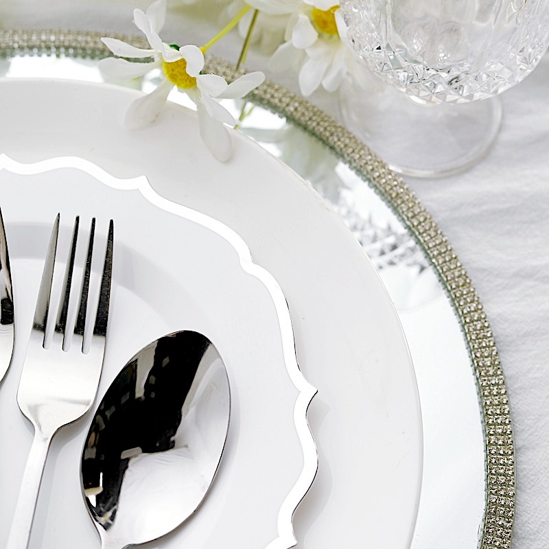 Disposable Plastic Plates Scalloped Rim Wedding Party Event Tableware Home - Picture 107 of 108
