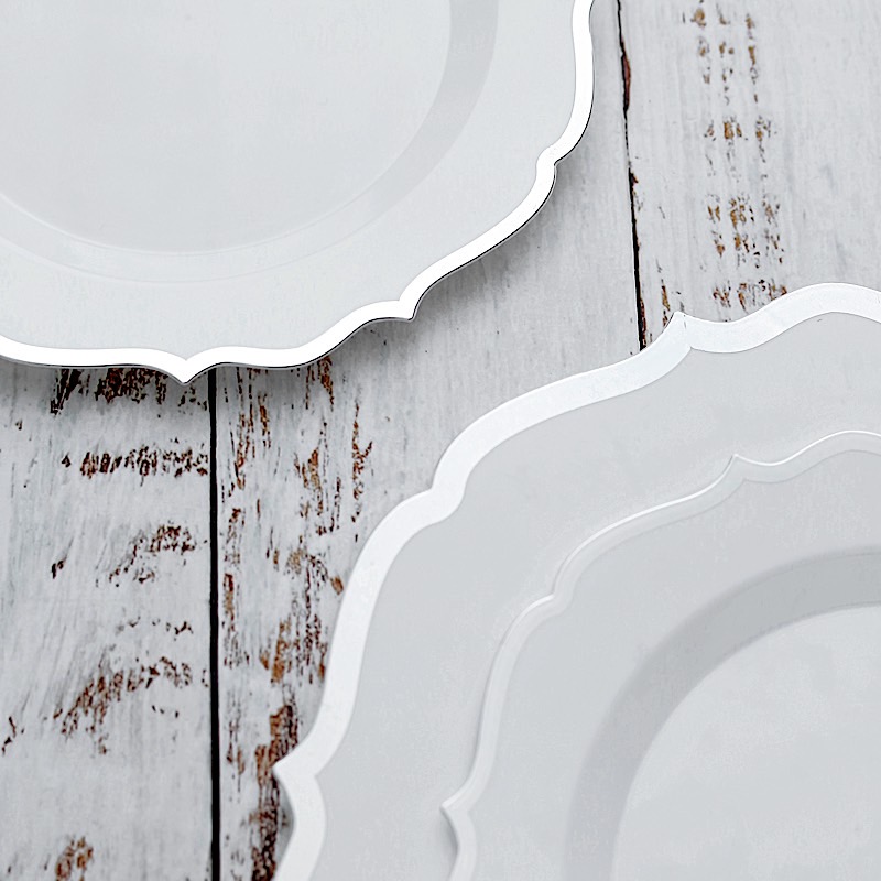 Disposable Plastic Plates Scalloped Rim Wedding Party Event Tableware Home - Picture 105 of 108