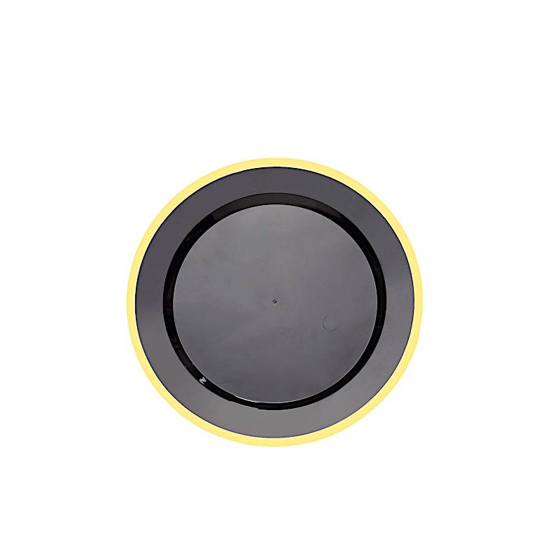 10 Round 7" Plastic Dinner Plates Gold Rim Party Events Wedding Tableware