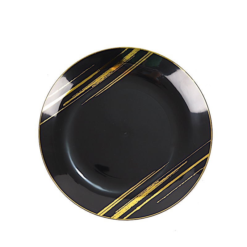 10 Round 10" Plastic Salad and Dinner Plates Metallic Prints Party Tableware