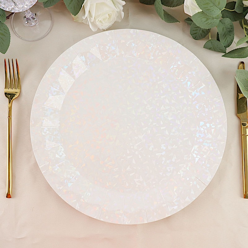 25 Geometric Round 12" Metallic Disposable Dinner Paper Plates Party Tableware - Picture 20 of 47