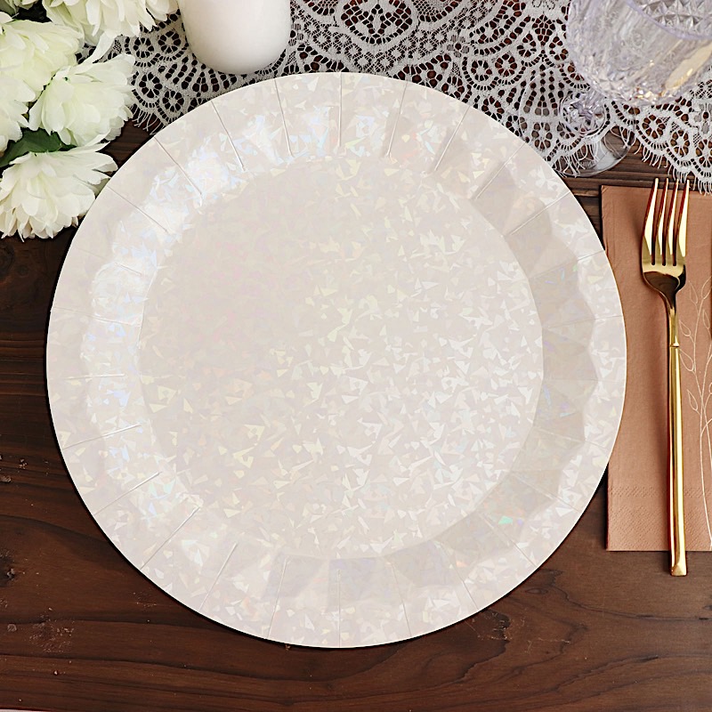 25 Geometric Round 12" Metallic Disposable Dinner Paper Plates Party Tableware - Picture 21 of 47