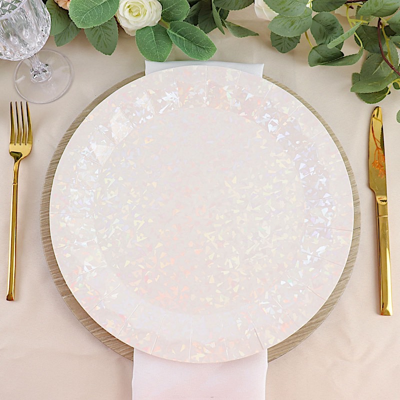 25 Geometric Round 12" Metallic Disposable Dinner Paper Plates Party Tableware - Picture 22 of 47