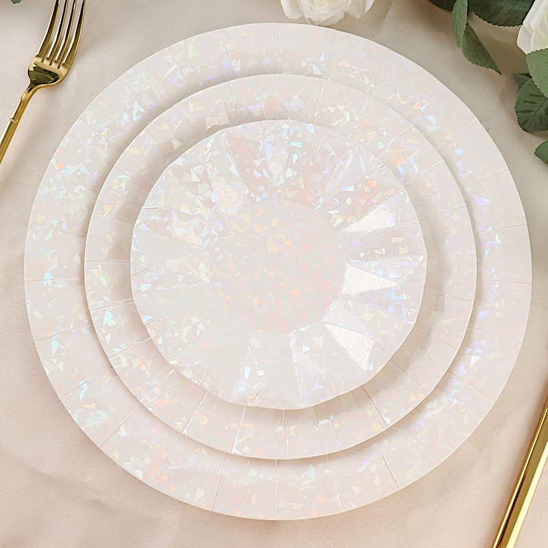 25 Geometric Round 12" Metallic Disposable Dinner Paper Plates Party Tableware - Picture 23 of 47