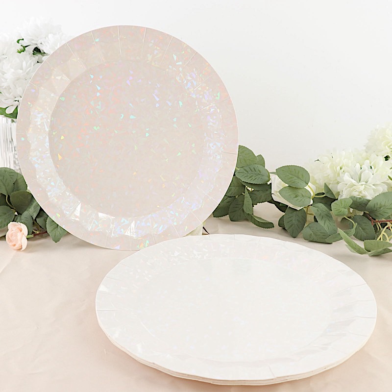 25 Geometric Round 12" Metallic Disposable Dinner Paper Plates Party Tableware - Picture 24 of 47