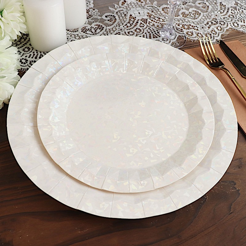 25 Geometric Round 12" Metallic Disposable Dinner Paper Plates Party Tableware - Picture 18 of 47