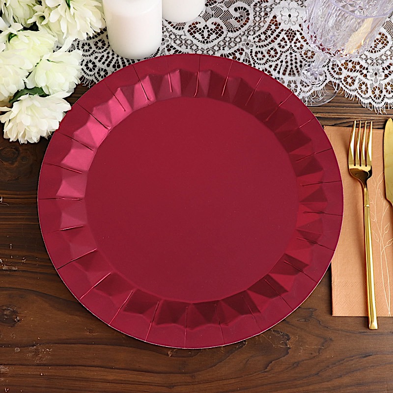 25 Geometric Round 12" Metallic Disposable Dinner Paper Plates Party Tableware - Picture 12 of 47