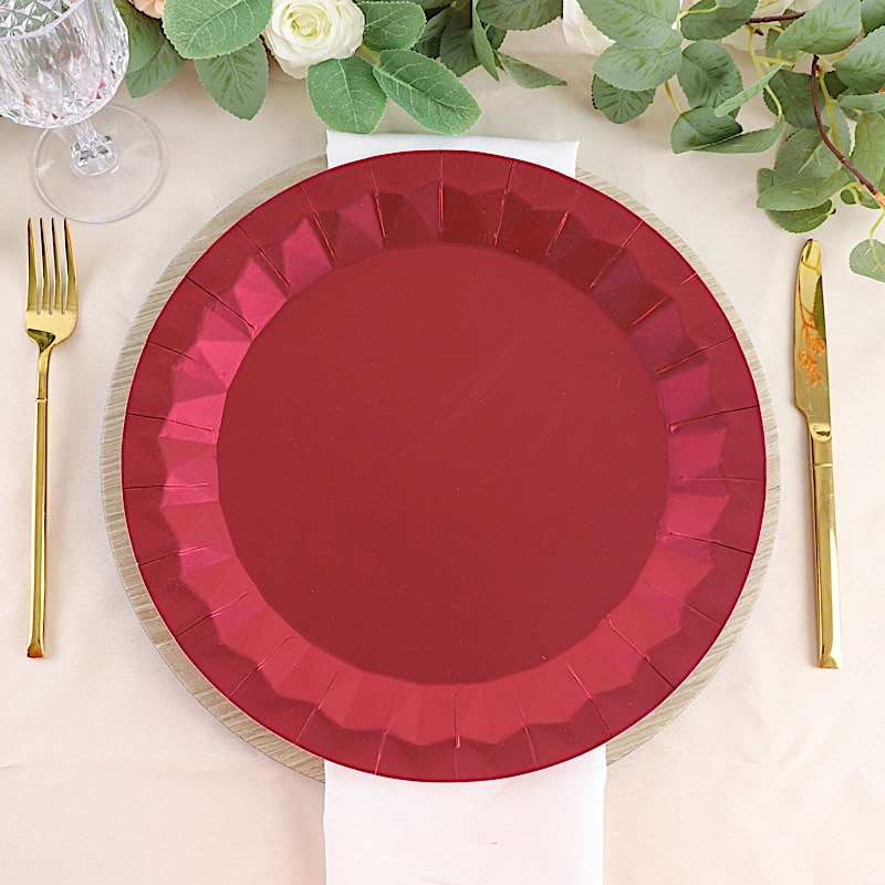 25 Geometric Round 12" Metallic Disposable Dinner Paper Plates Party Tableware - Picture 13 of 47