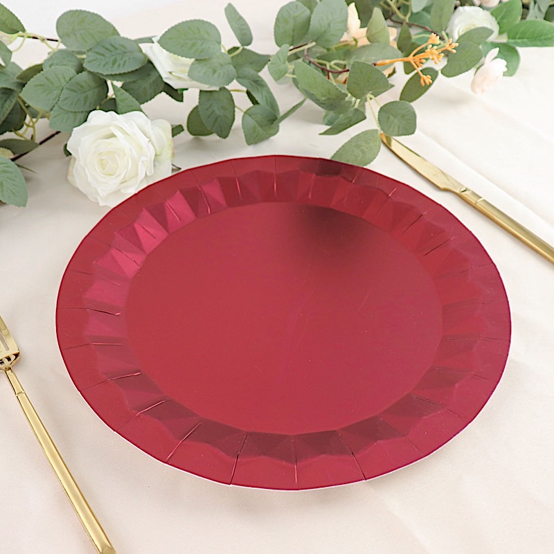 25 Geometric Round 12" Metallic Disposable Dinner Paper Plates Party Tableware - Picture 14 of 47