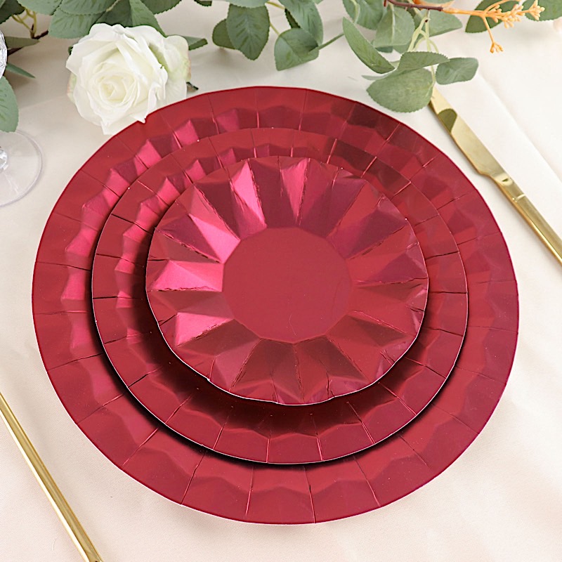 25 Geometric Round 12" Metallic Disposable Dinner Paper Plates Party Tableware - Picture 15 of 47