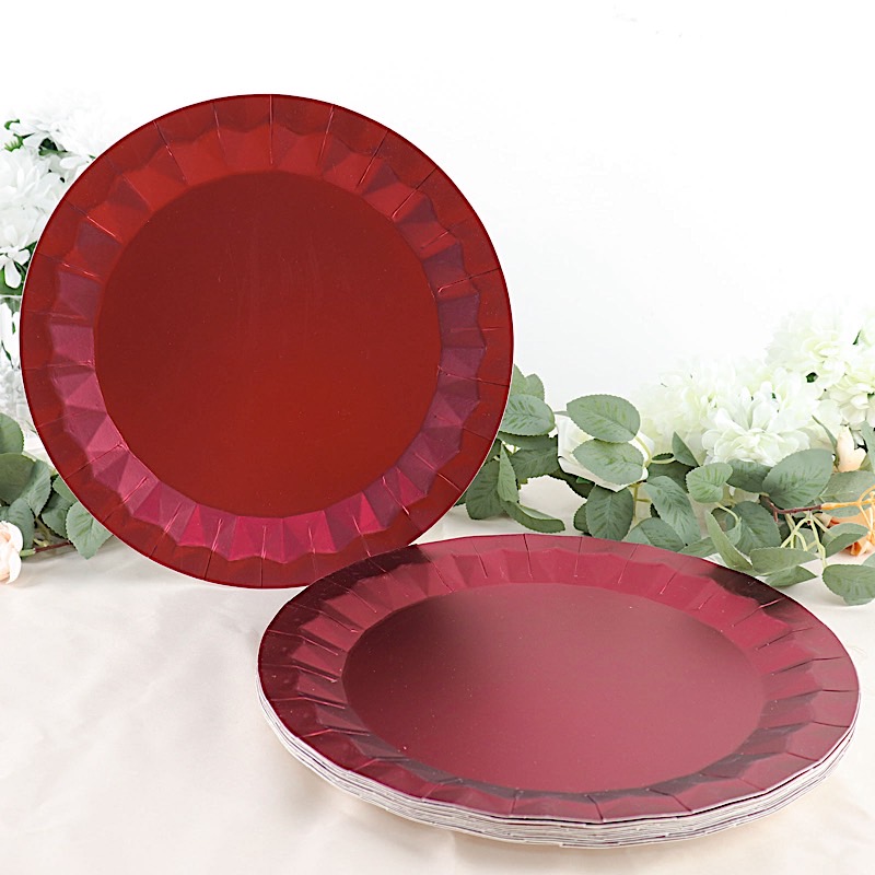 25 Geometric Round 12" Metallic Disposable Dinner Paper Plates Party Tableware - Picture 16 of 47