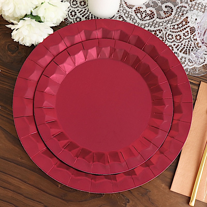 25 Geometric Round 12" Metallic Disposable Dinner Paper Plates Party Tableware - Picture 10 of 47