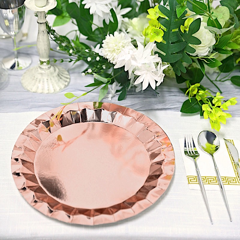 25 Geometric Round 12" Metallic Disposable Dinner Paper Plates Party Tableware - Picture 26 of 47