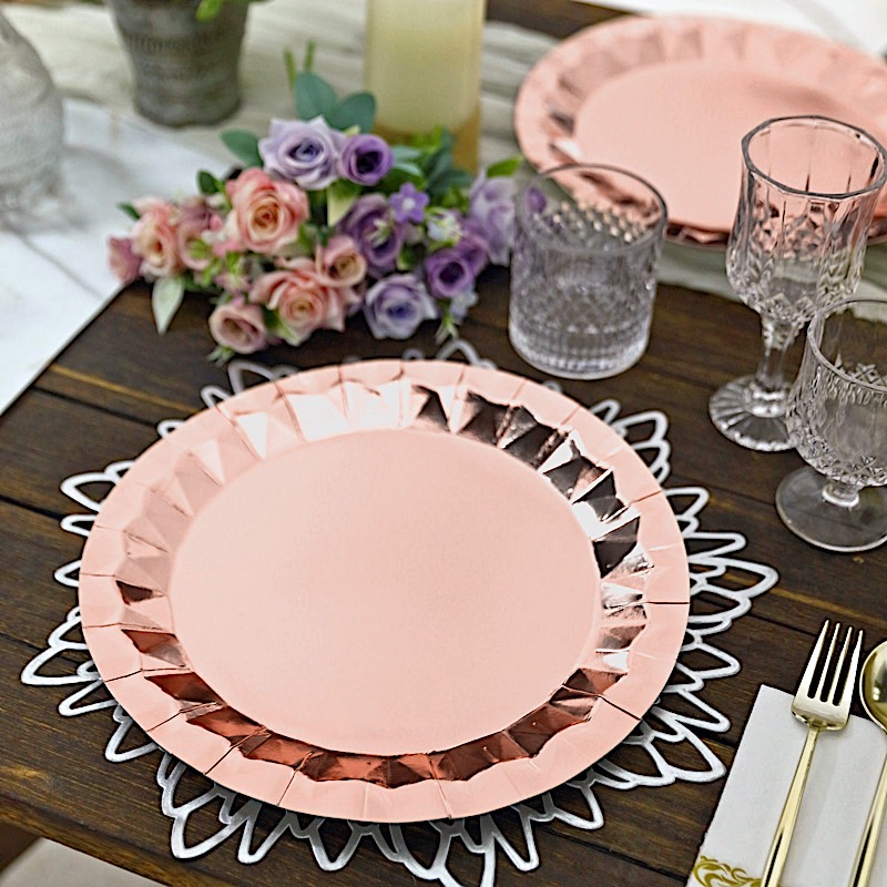 25 Geometric Round 12" Metallic Disposable Dinner Paper Plates Party Tableware - Picture 25 of 47