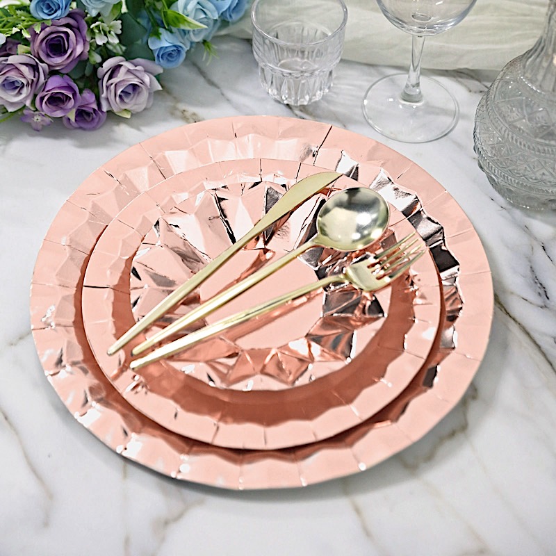 25 Geometric Round 12" Metallic Disposable Dinner Paper Plates Party Tableware - Picture 31 of 47