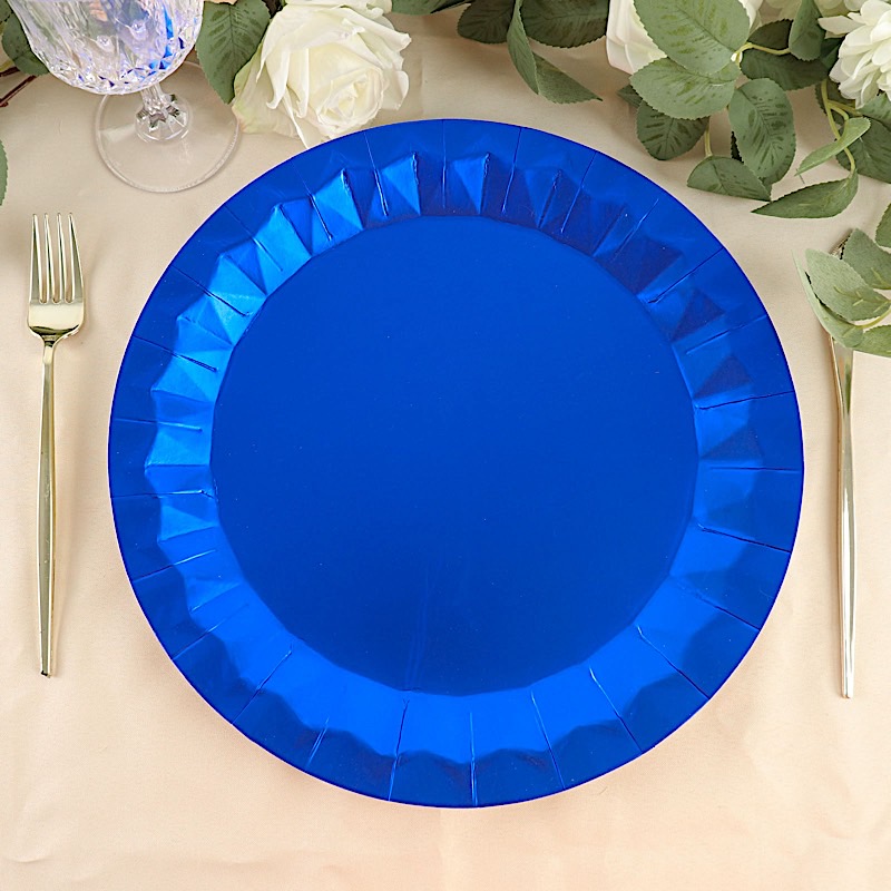 25 Geometric Round 12" Metallic Disposable Dinner Paper Plates Party Tableware - Picture 35 of 47