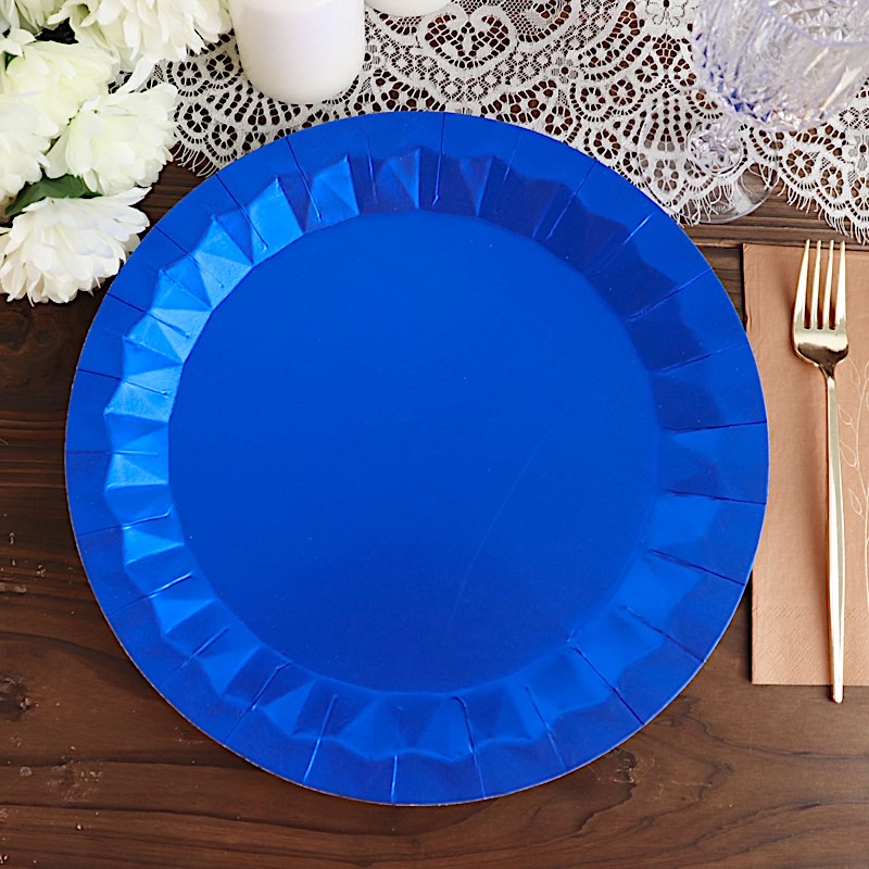 25 Geometric Round 12" Metallic Disposable Dinner Paper Plates Party Tableware - Picture 36 of 47