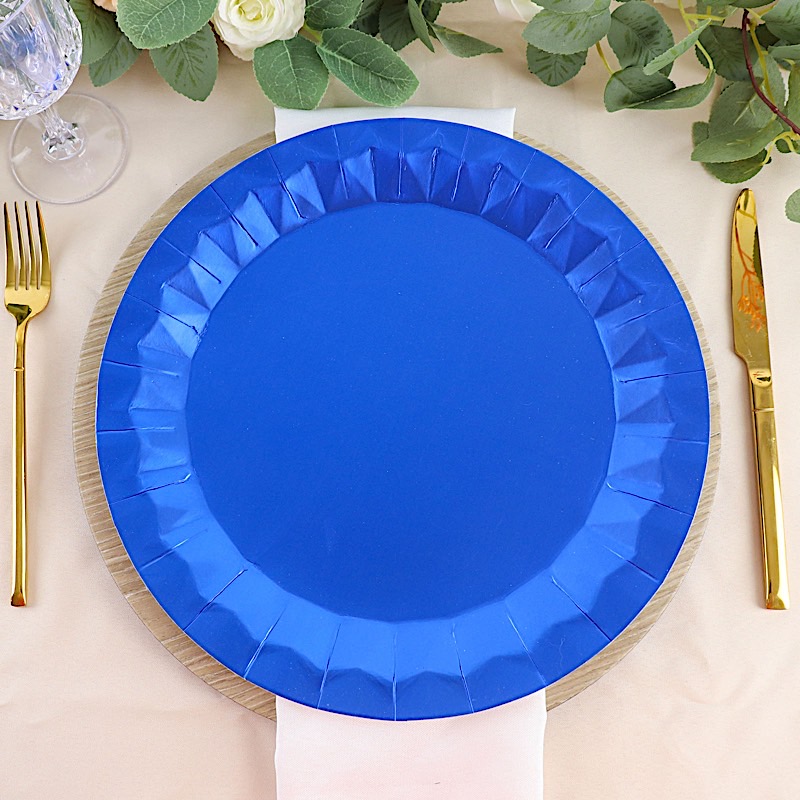 25 Geometric Round 12" Metallic Disposable Dinner Paper Plates Party Tableware - Picture 37 of 47