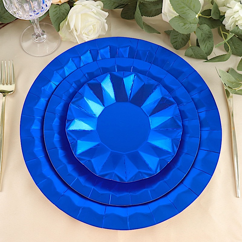 25 Geometric Round 12" Metallic Disposable Dinner Paper Plates Party Tableware - Picture 38 of 47