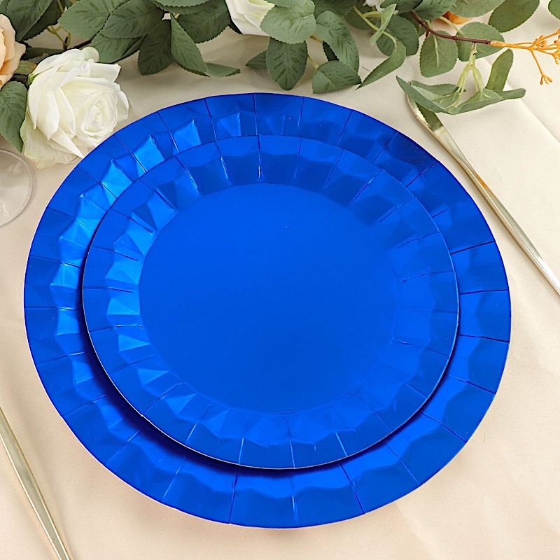 25 Geometric Round 12" Metallic Disposable Dinner Paper Plates Party Tableware - Picture 39 of 47