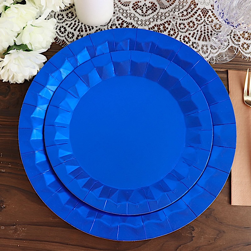 25 Geometric Round 12" Metallic Disposable Dinner Paper Plates Party Tableware - Picture 33 of 47