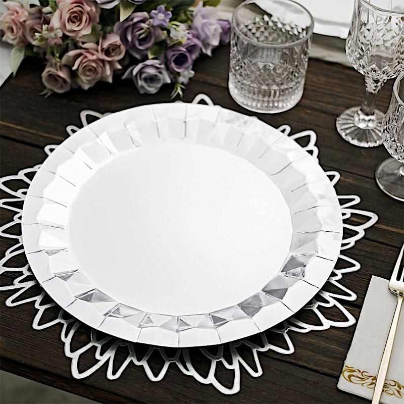 25 Geometric Round 12" Metallic Disposable Dinner Paper Plates Party Tableware - Picture 40 of 47