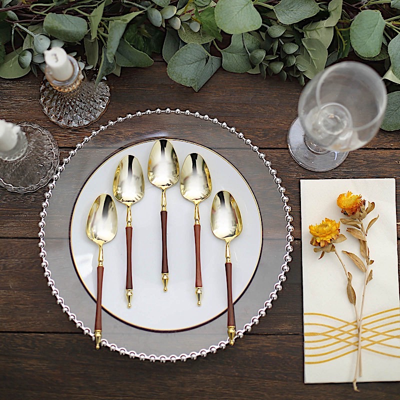 24 Disposable 6 in Dessert Plastic SPOONS Roman Column Handle Party Decorations - Picture 15 of 27