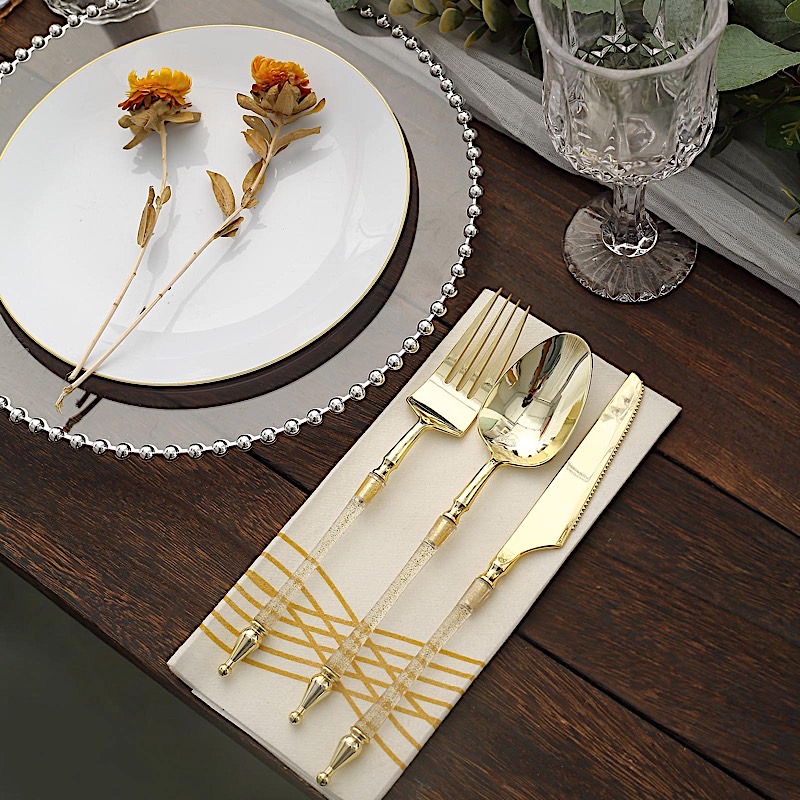 24 Disposable Plastic CUTLERY Roman Column Handle Spoon Fork and Knife Set Party - Picture 9 of 34