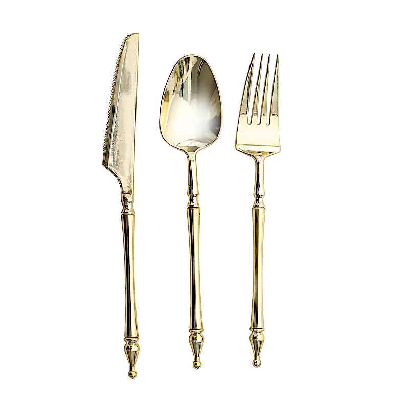 24 Disposable Plastic CUTLERY Roman Column Handle Spoon Fork and Knife Set Party - Picture 12 of 34