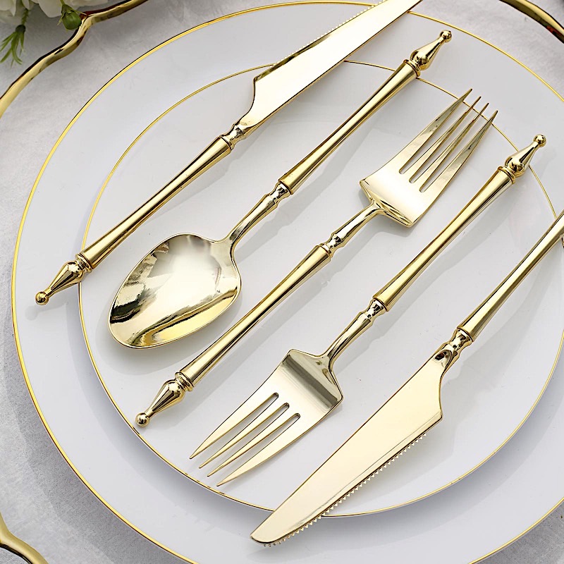 24 Disposable Plastic CUTLERY Roman Column Handle Spoon Fork and Knife Set Party - Picture 14 of 34