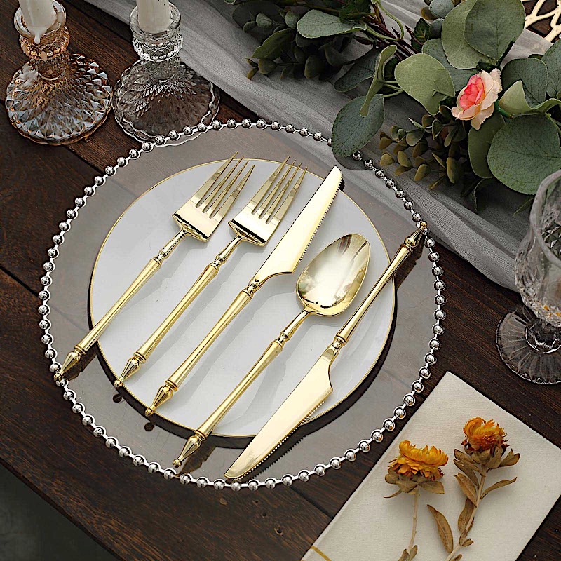 24 Disposable Plastic CUTLERY Roman Column Handle Spoon Fork and Knife Set Party - Picture 15 of 34