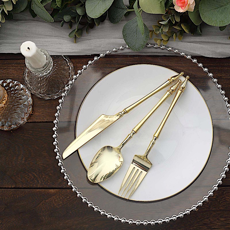 24 Disposable Plastic CUTLERY Roman Column Handle Spoon Fork and Knife Set Party - Picture 16 of 34