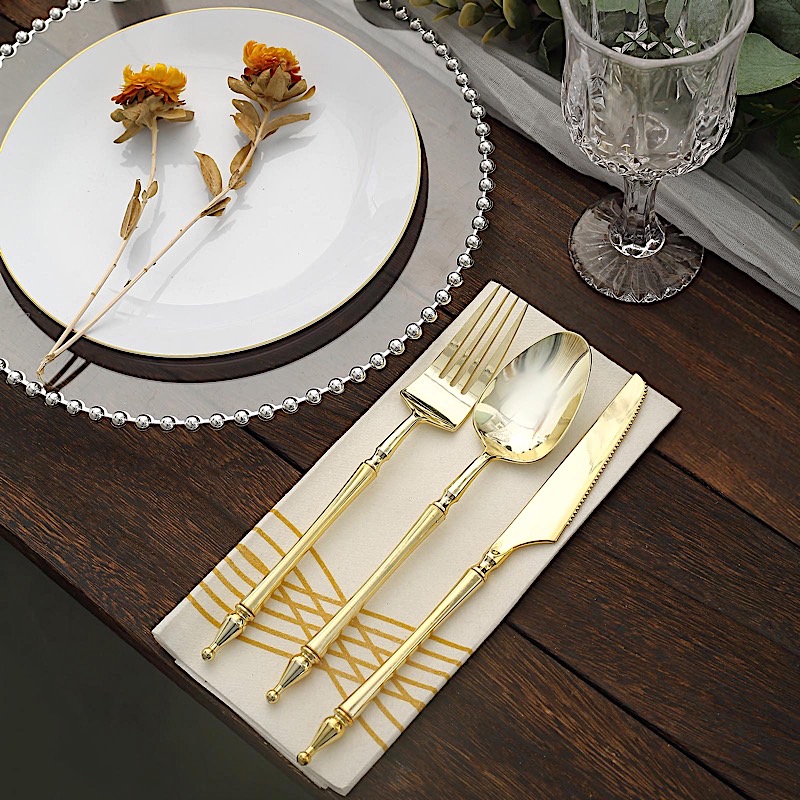 24 Disposable Plastic CUTLERY Roman Column Handle Spoon Fork and Knife Set Party - Picture 17 of 34