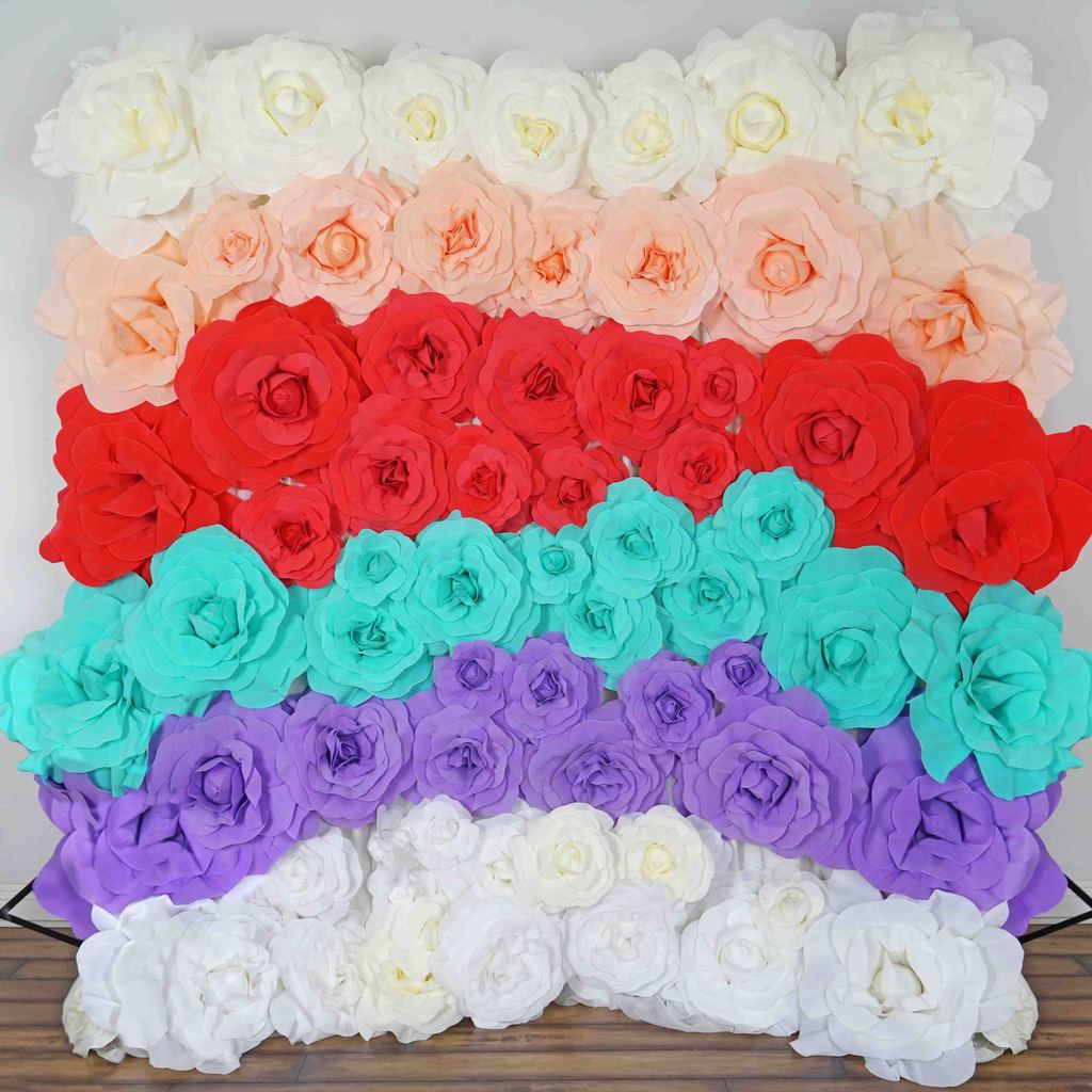 16" wide Artificial Large Roses Flowers Wall Backdrop Party Wedding Decorations - Picture 13 of 24